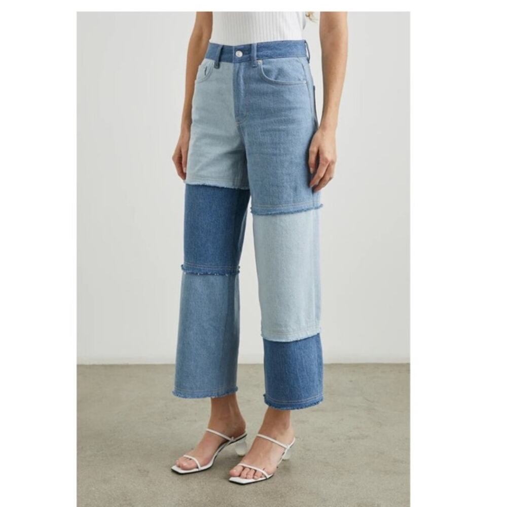 Rails Getty Crop High Rise Wide Leg Patchwork Jeans size 30